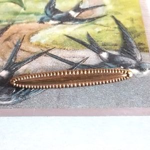 Tiny vintage bar pin gold tone lingerie brooch clip